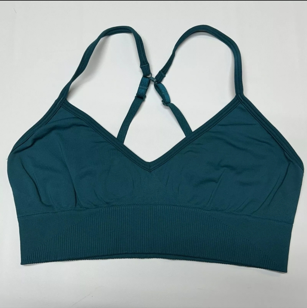 Lululemon Ebb To Street Sports Bra II Teal Skinny Straps Size 10 Light Support